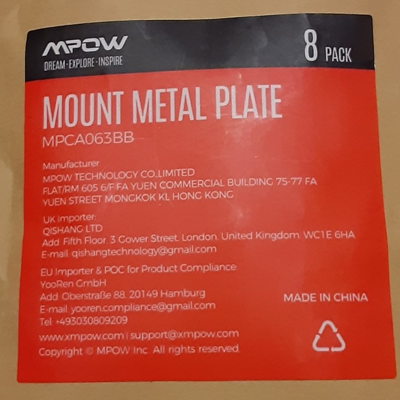 MPOW 8 Pack Phone Mount Metal Plates - Picture 1 of 1